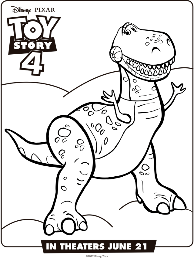 Toy Story4 Coloring Page Dinosaur PNG image
