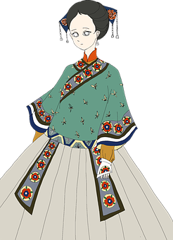 Traditional Asian Attire Illustration PNG image