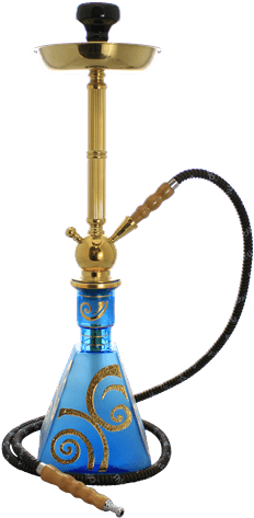 Traditional Blue Gold Hookah PNG image