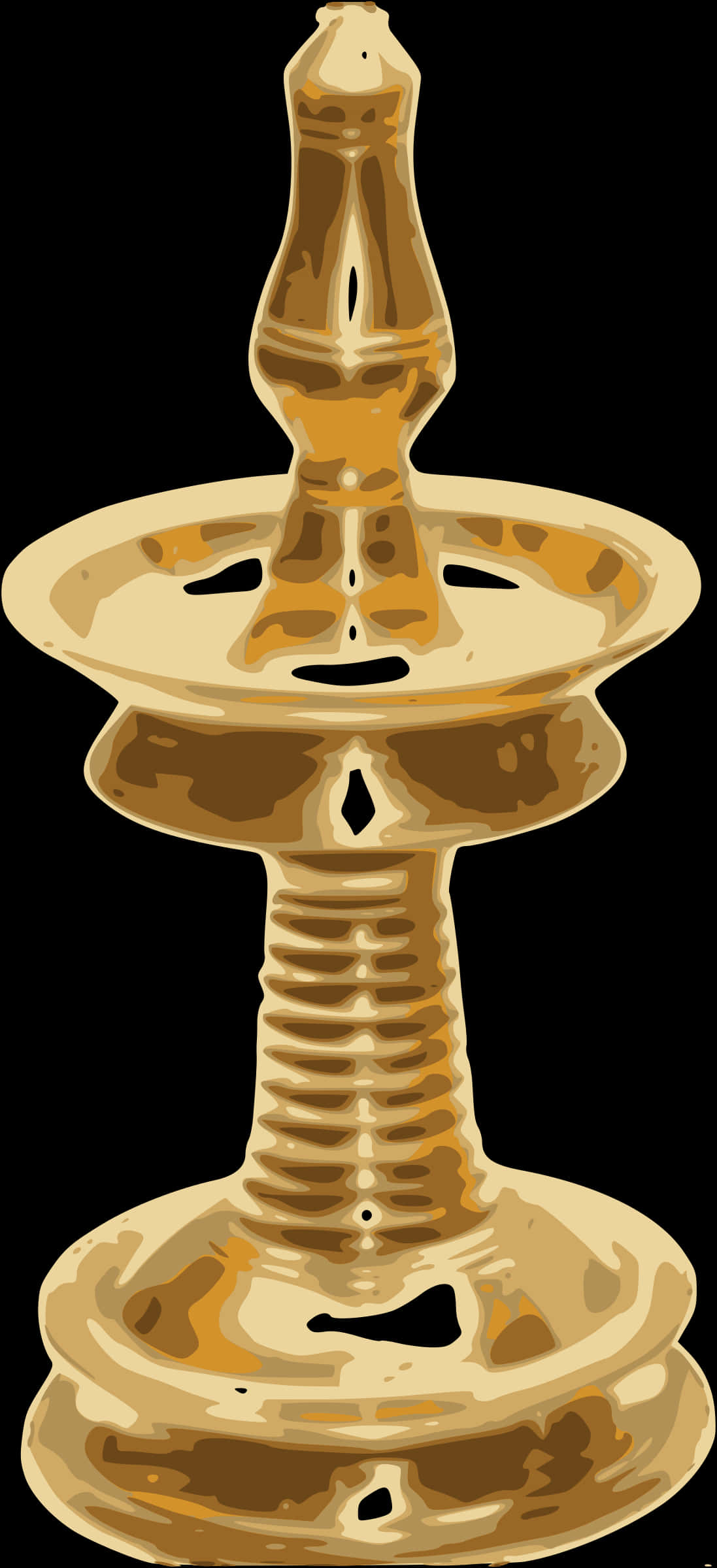 Traditional Brass Vilakku Illustration PNG image