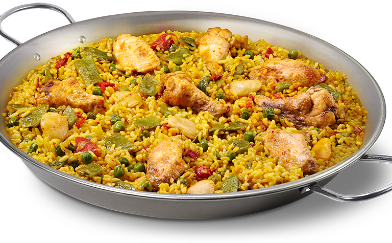 Traditional Chicken Paella Dish PNG image