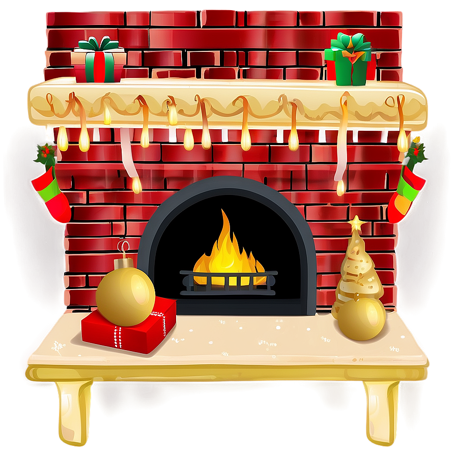 Traditional Christmas Fireplace Setup Png 06262024 PNG image