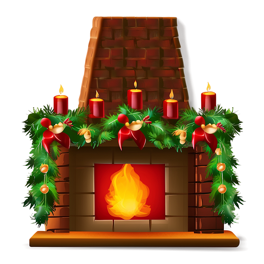 Traditional Christmas Fireplace Setup Png Vvn97 PNG image