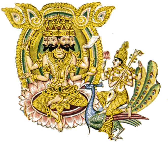 Traditional Depictionof Brahmaand Saraswati PNG image