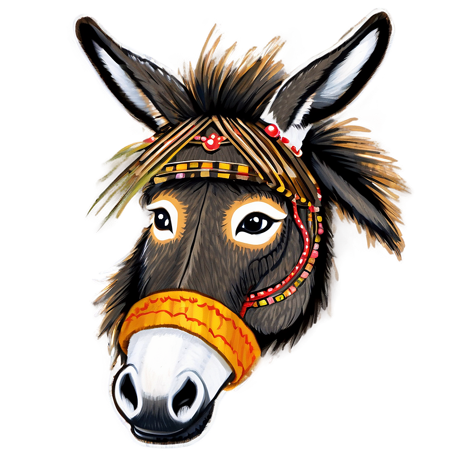 Traditional Donkey Drawing Png Wgj4 PNG image