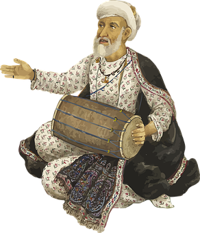 Traditional_ Drum_ Player_ Illustration PNG image