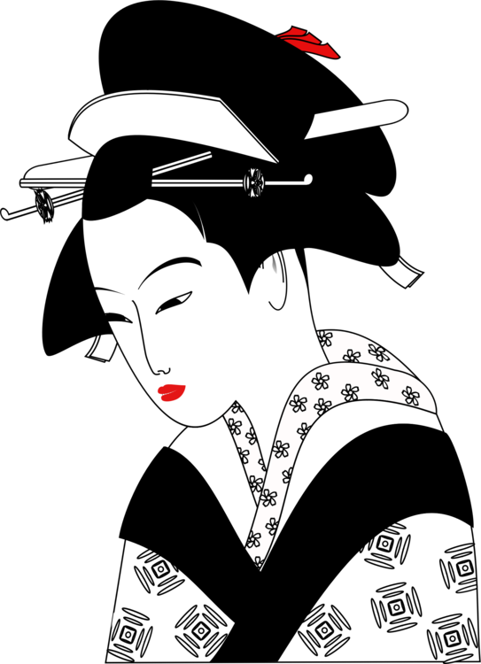 Traditional Geisha Art Illustration PNG image