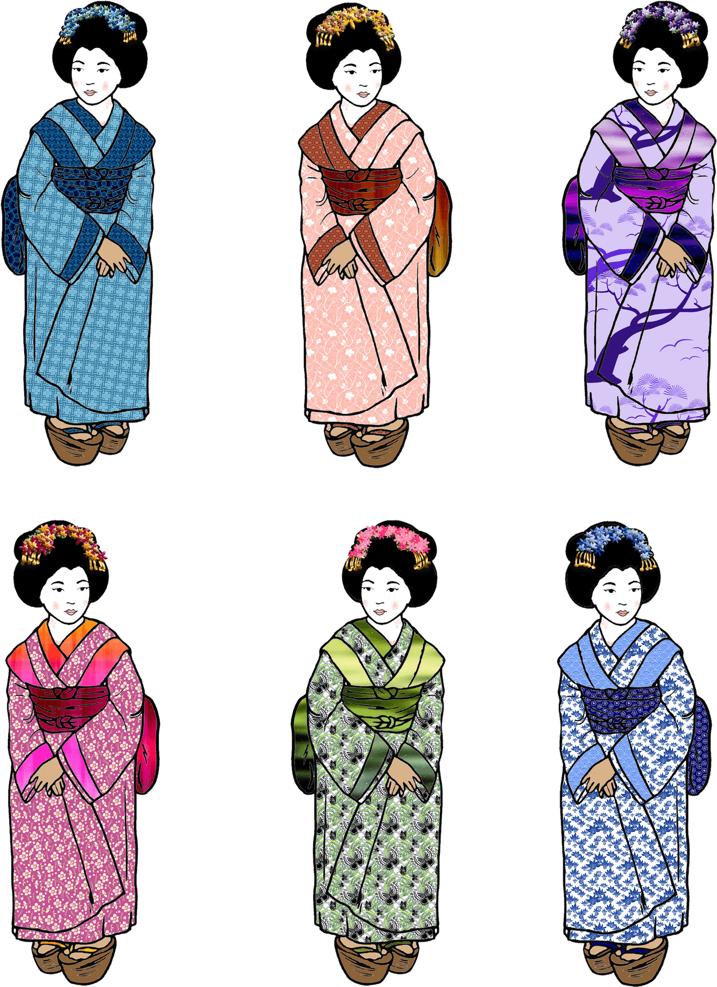Traditional Geisha Illustrations PNG image