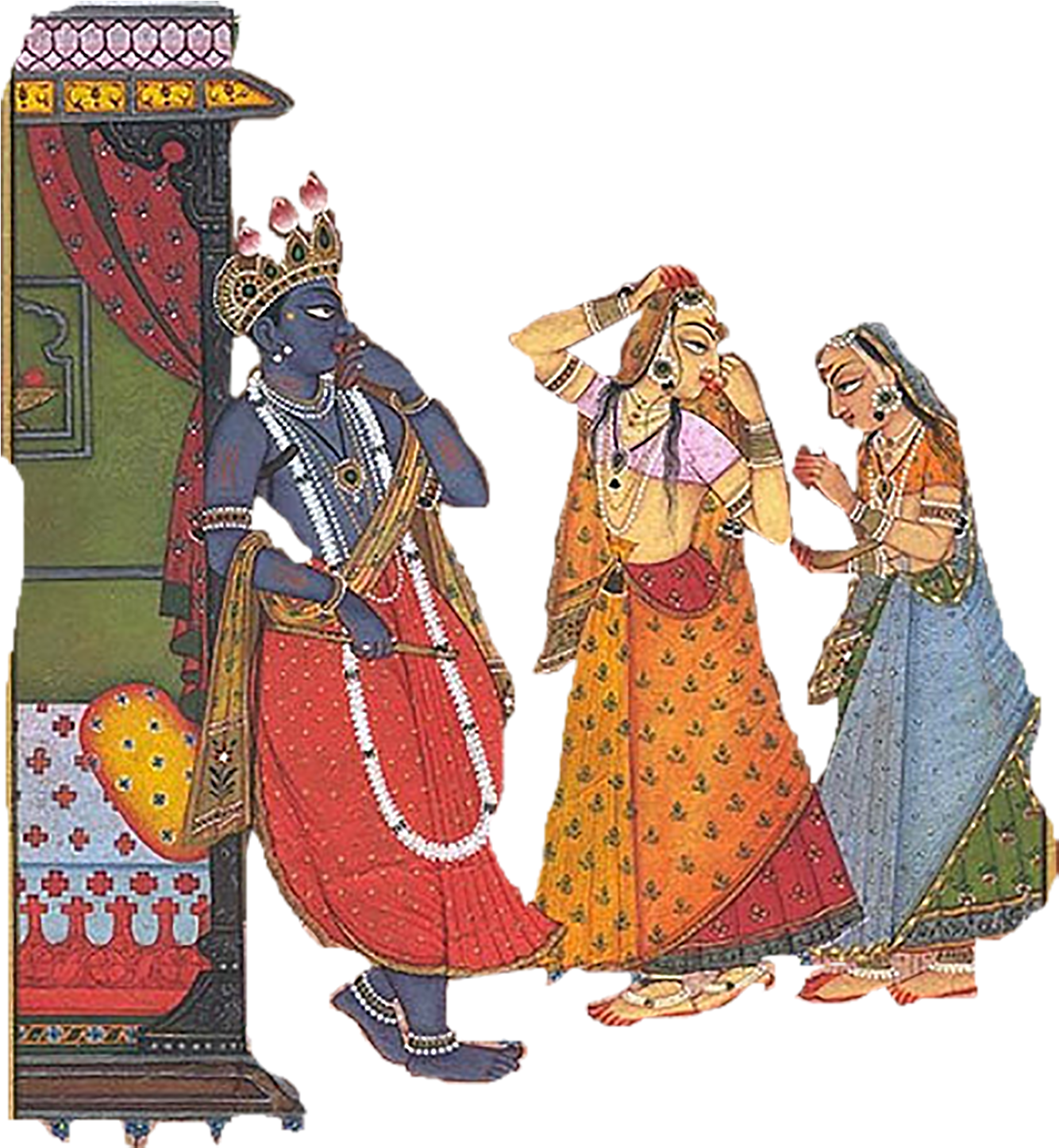Traditional_ Indian_ Art_ Krishna_and_ Gopis PNG image