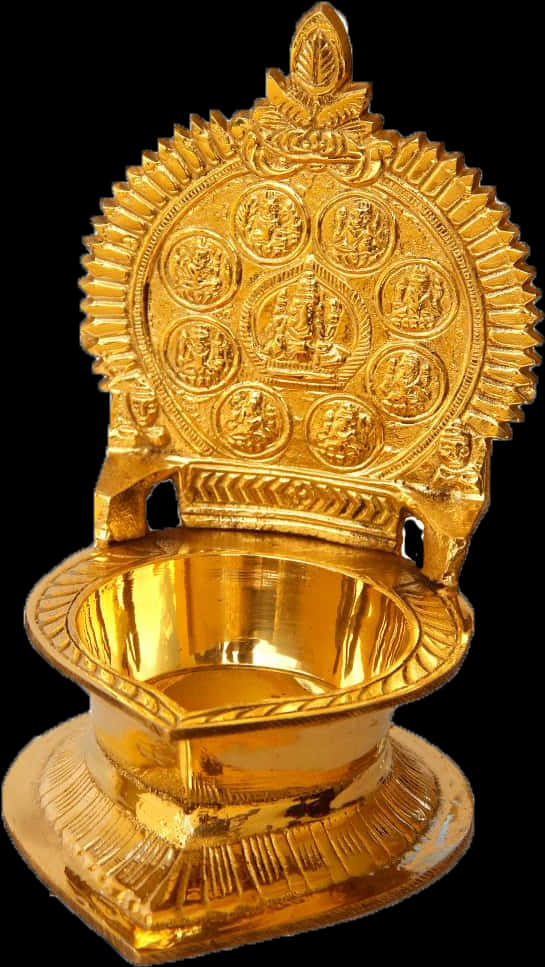 Traditional Indian Brass Lamp PNG image