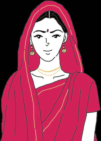 Traditional Indian Girl Illustration PNG image