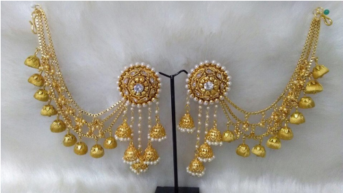 Traditional Indian Gold Jhumka Earrings PNG image