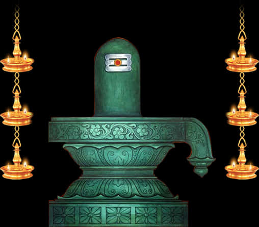 Traditional Indian Lampand Shivalinga PNG image