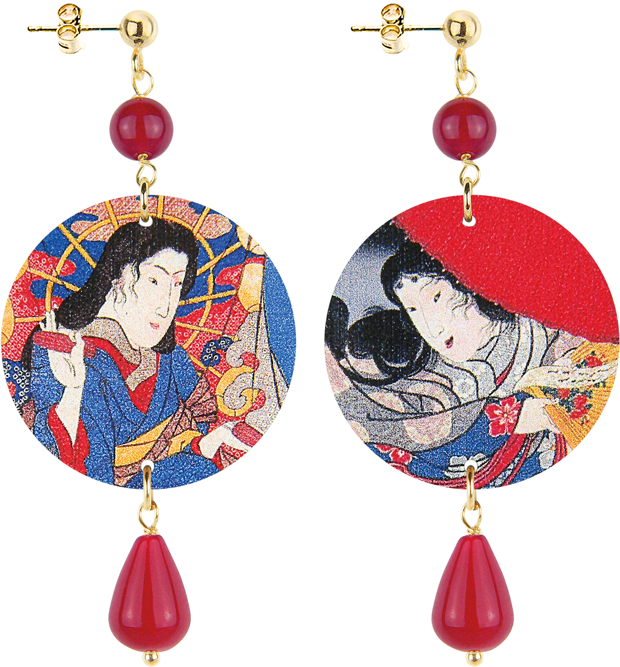 Traditional Japanese Art Earrings PNG image