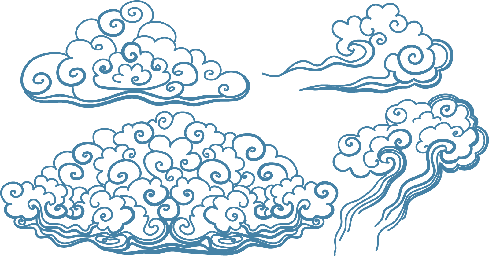 Traditional Japanese Cloud Illustrations PNG image