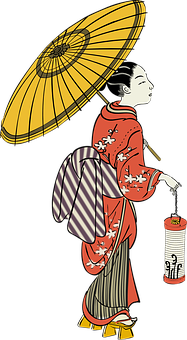 Traditional Japanese Geisha Art PNG image
