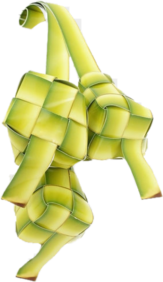 Traditional Ketupat Rice Cake Woven Palm Leaves PNG image