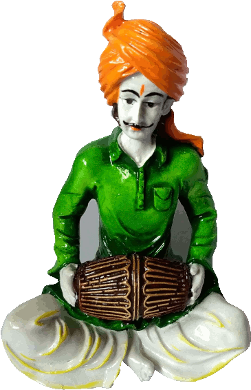 Traditional Rajasthani Man Playing Dholak PNG image