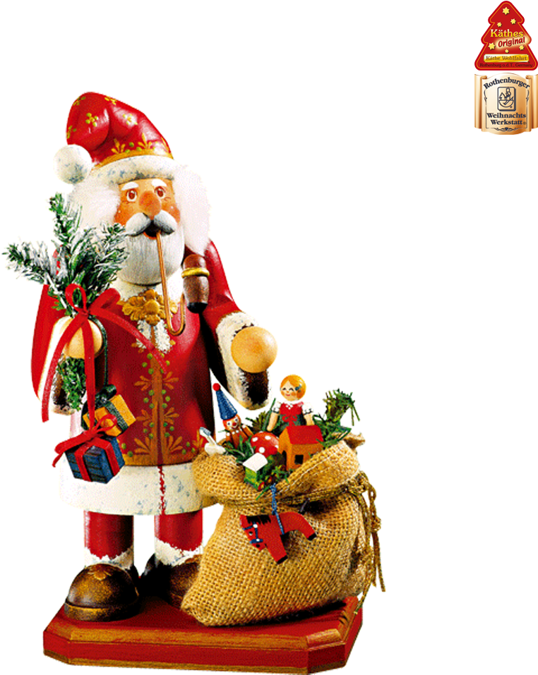 Traditional Santa Smoker Figurine PNG image