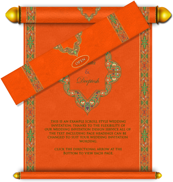 Traditional Scroll Wedding Invitation PNG image