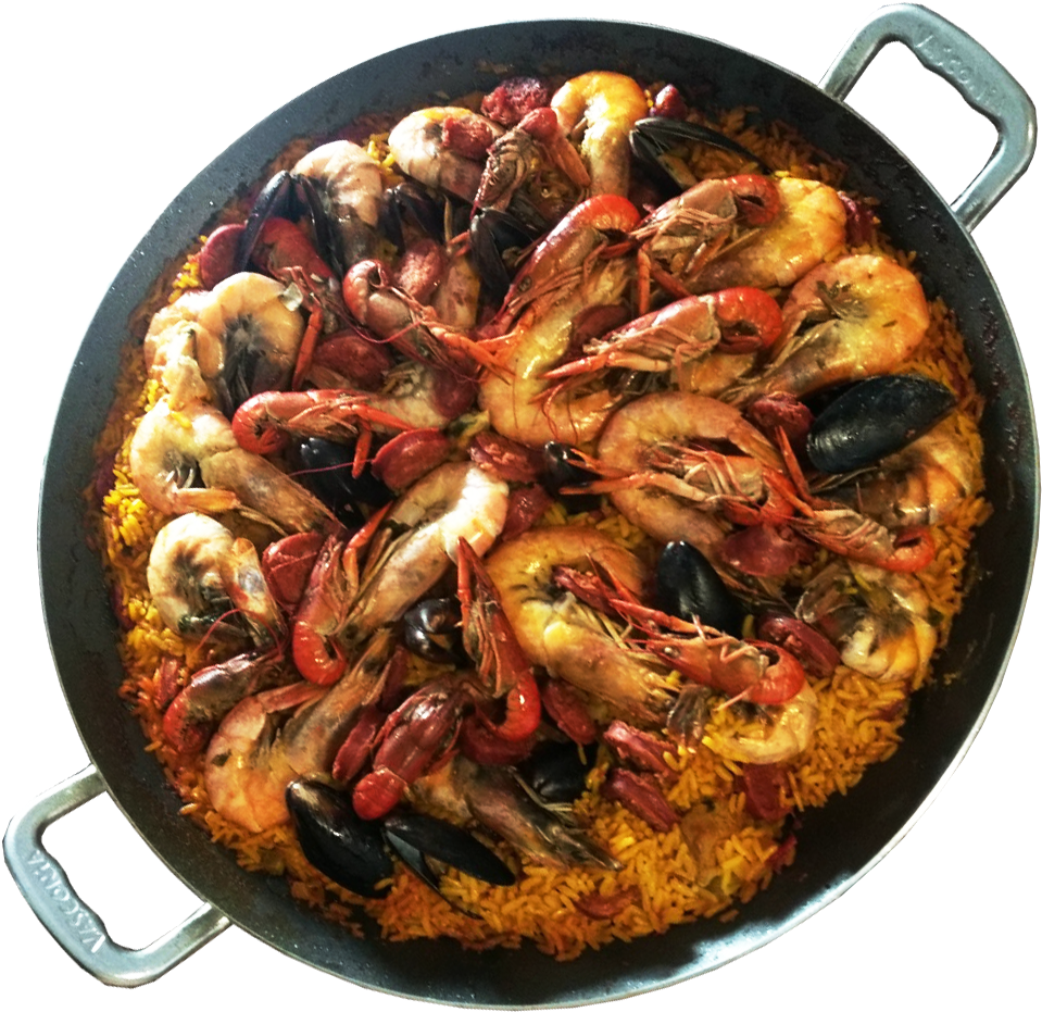 Traditional Seafood Paella Dish PNG image