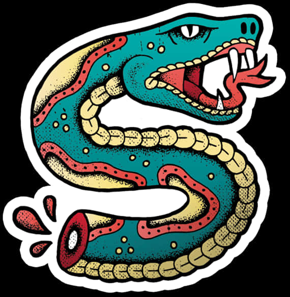 Traditional Snake Tattoo Design PNG image