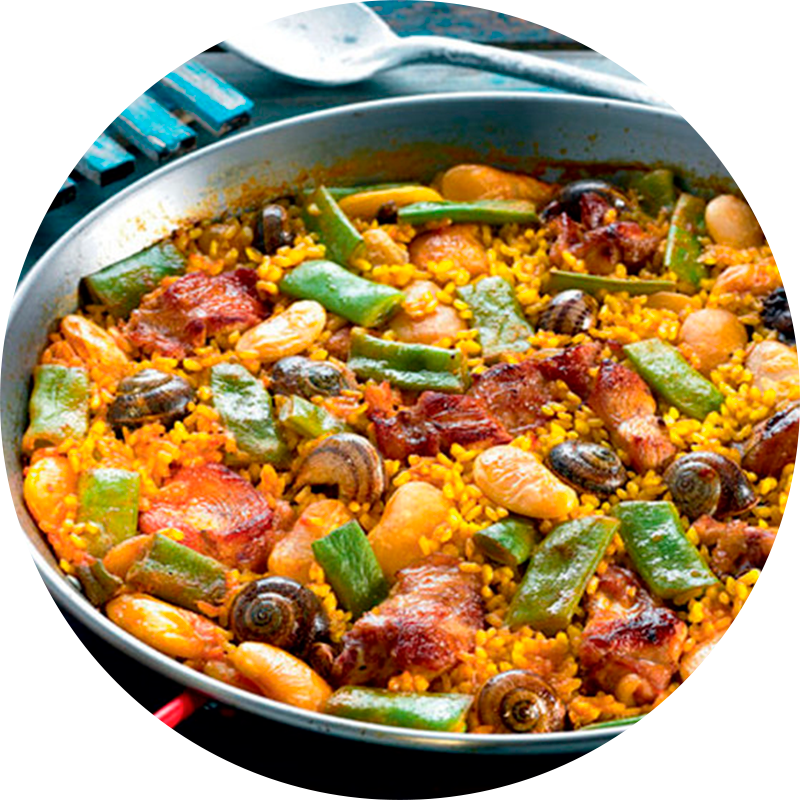 Traditional Spanish Paella Dish PNG image