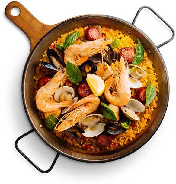 Traditional Spanish Paella Dish PNG image