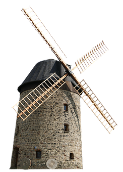Traditional Stone Windmill Isolated PNG image