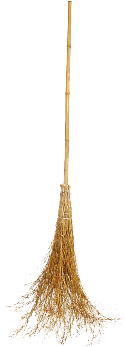 Traditional Straw Broom Standing PNG image