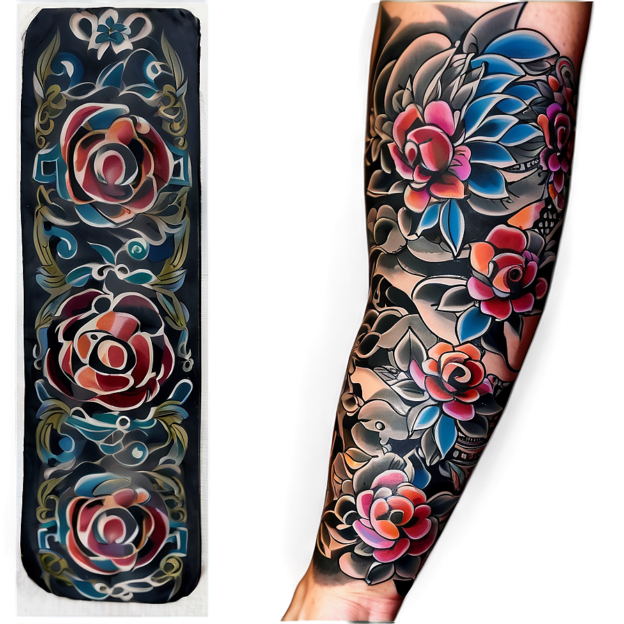 Traditional Tattoo Sleeve Layout Png 06122024 PNG image