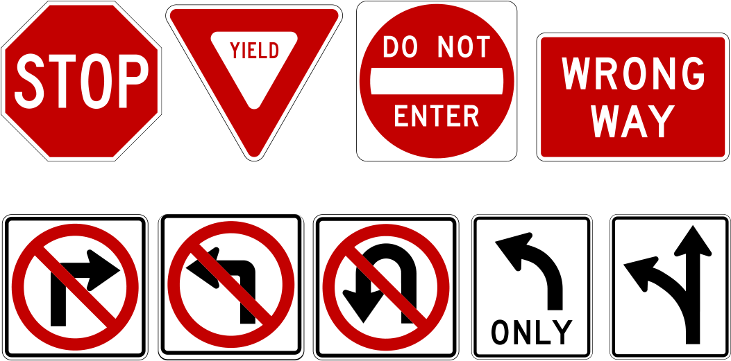 Traffic Control Signs Collection PNG image