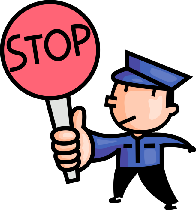 Traffic Officer Holding Stop Sign PNG image