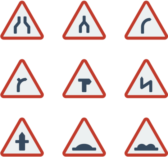 Traffic Warnings Signs Set PNG image