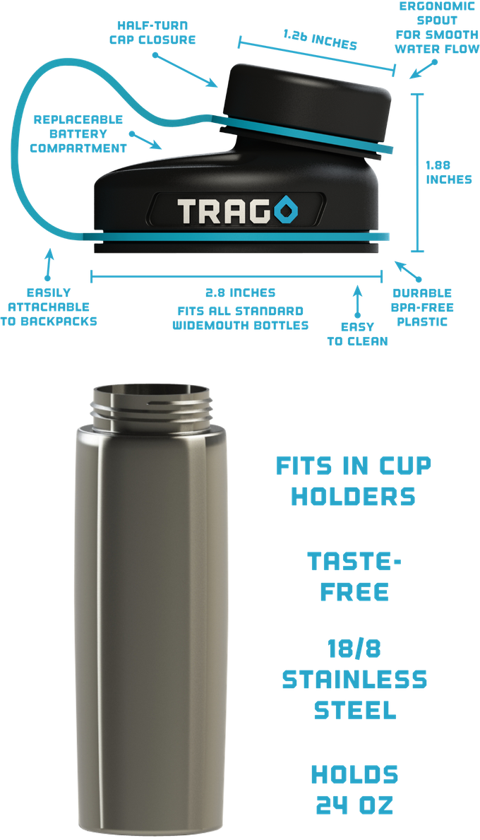 Trago Smart Water Bottle Features PNG image