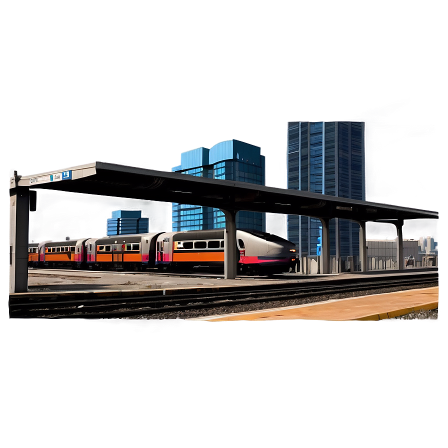 Train Station With City Skyline Png 06262024 PNG image