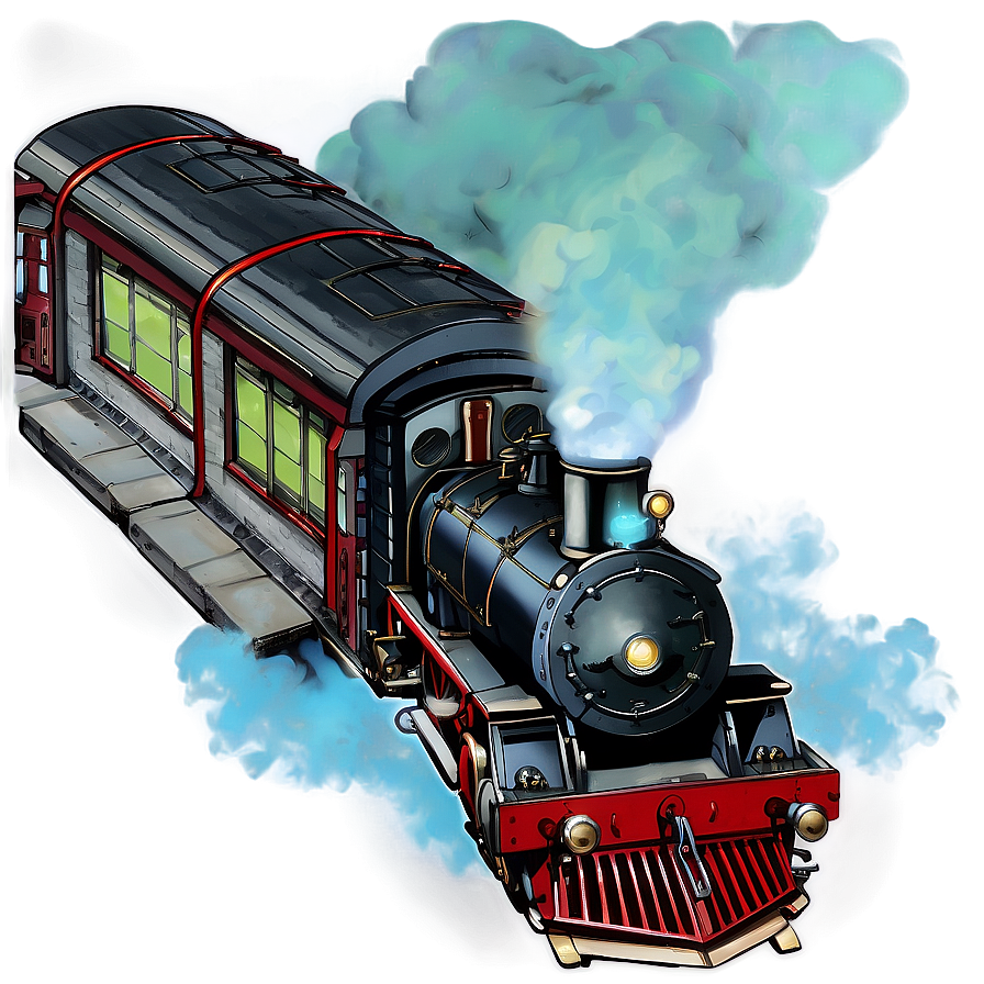 Train Station With Steam Locomotive Png 94 PNG image