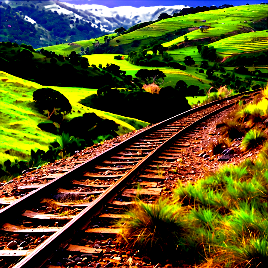 Train Track Through Hills Png 06212024 PNG image