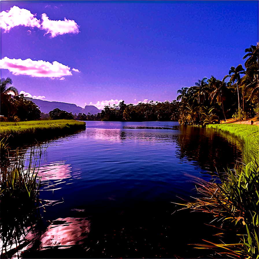 Tranquil Lake Cycling Path Png 06282024 PNG image