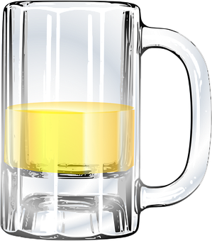Transparent Beer Mug Half Full PNG image