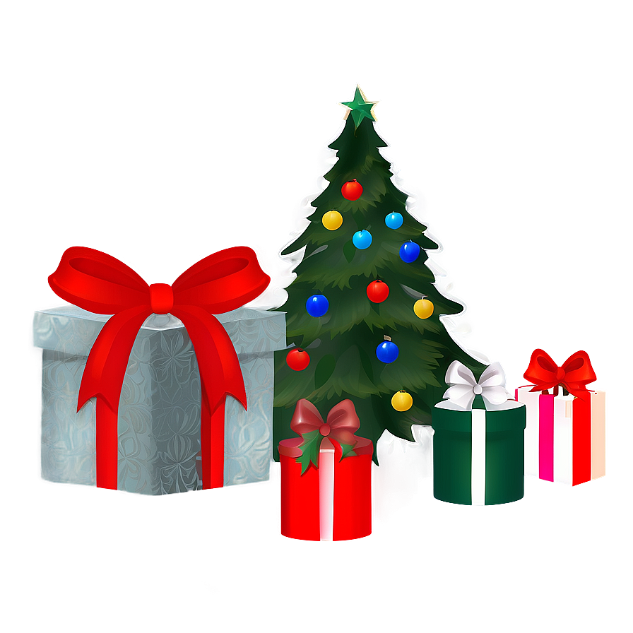 Transparent Christmas Tree With Presents Png 05262024 PNG image