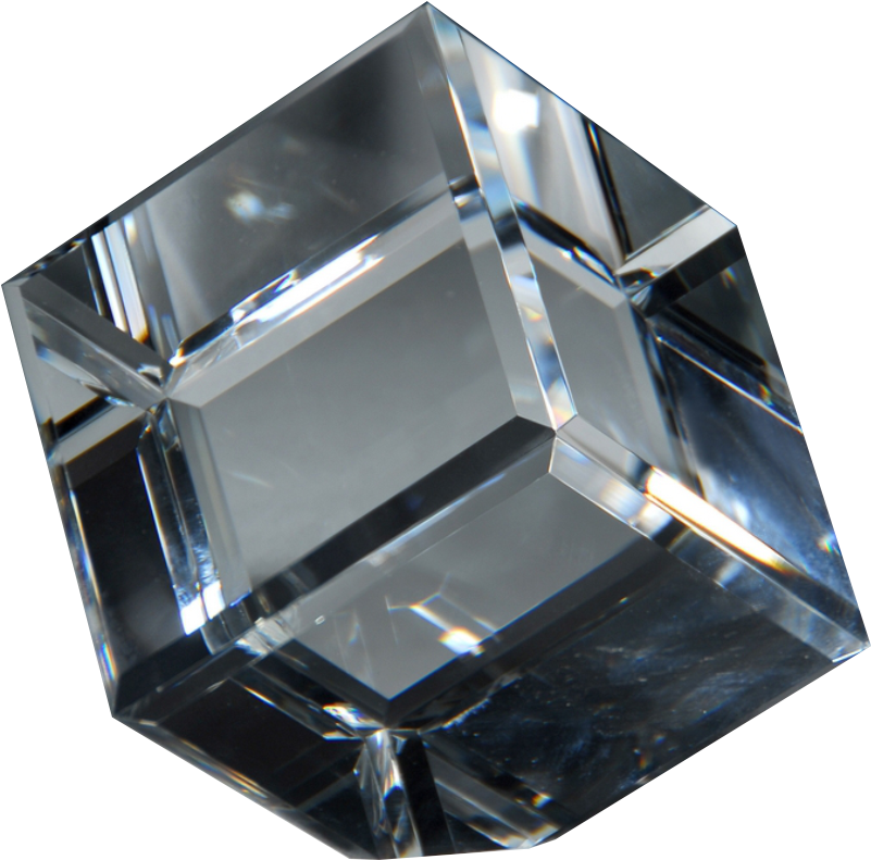 Transparent Crystal Cube Facets PNG image