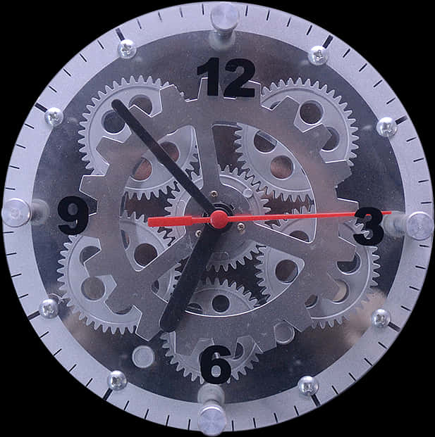 Transparent Gear Clock Mechanism PNG image