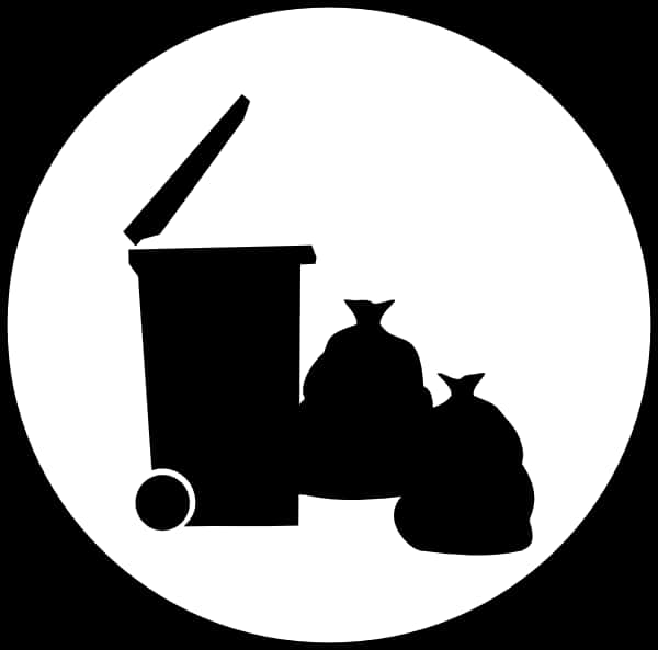 Trash Binand Bags Silhouette PNG image