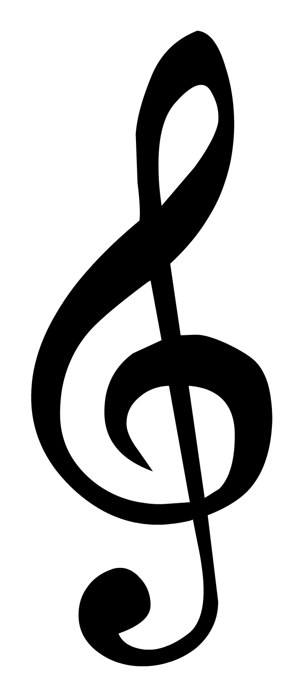 Treble Clef Blackand White PNG image