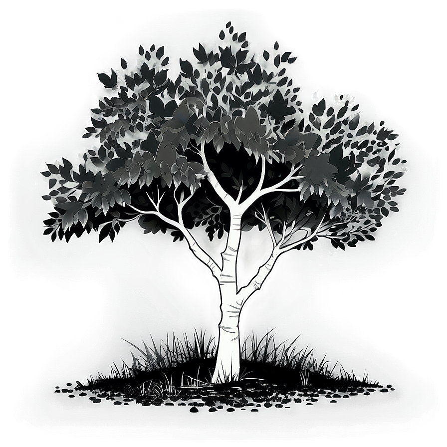 Tree Black And White A PNG image