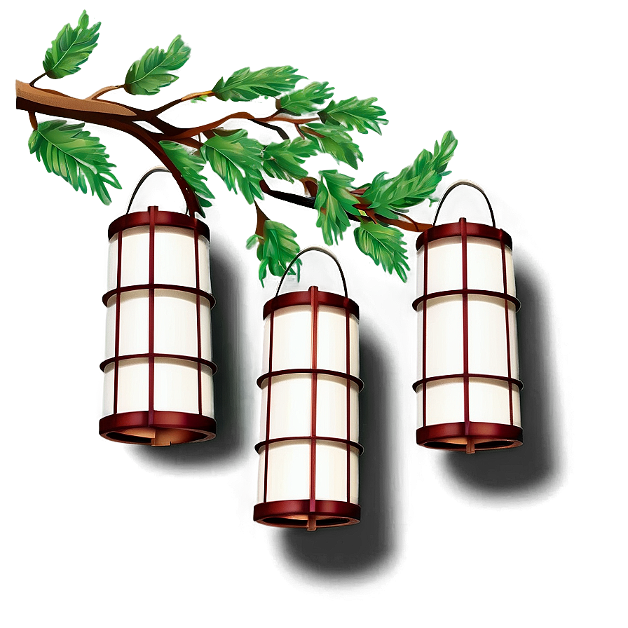 Tree Branch With Lanterns Png Qjm PNG image