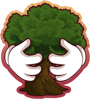 Tree Hugging Cartoon PNG image