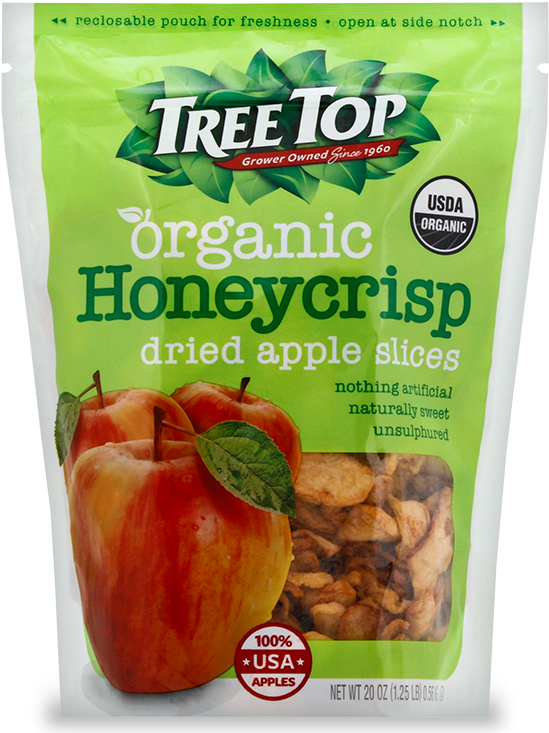 Tree Top Organic Honeycrisp Dried Apple Slices Package PNG image