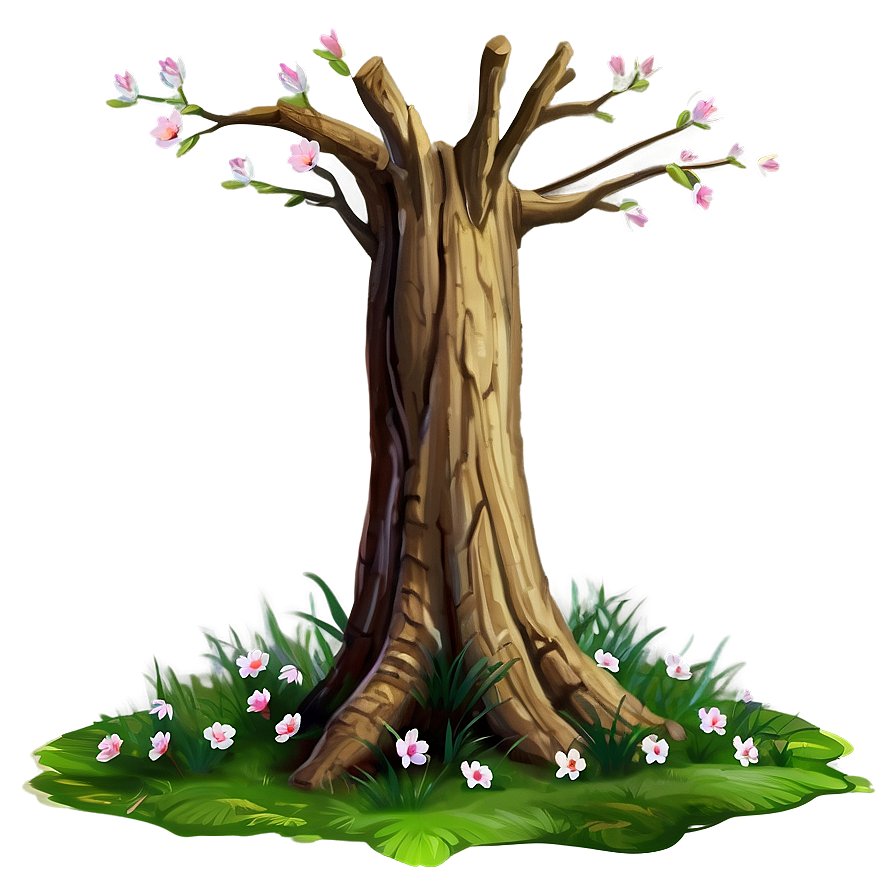 Tree Trunk With Flowers Png 05242024 PNG image